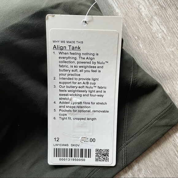 Sold Lululemon Align Cropped Tank Top - Dark Olive - Picture 3 of 5